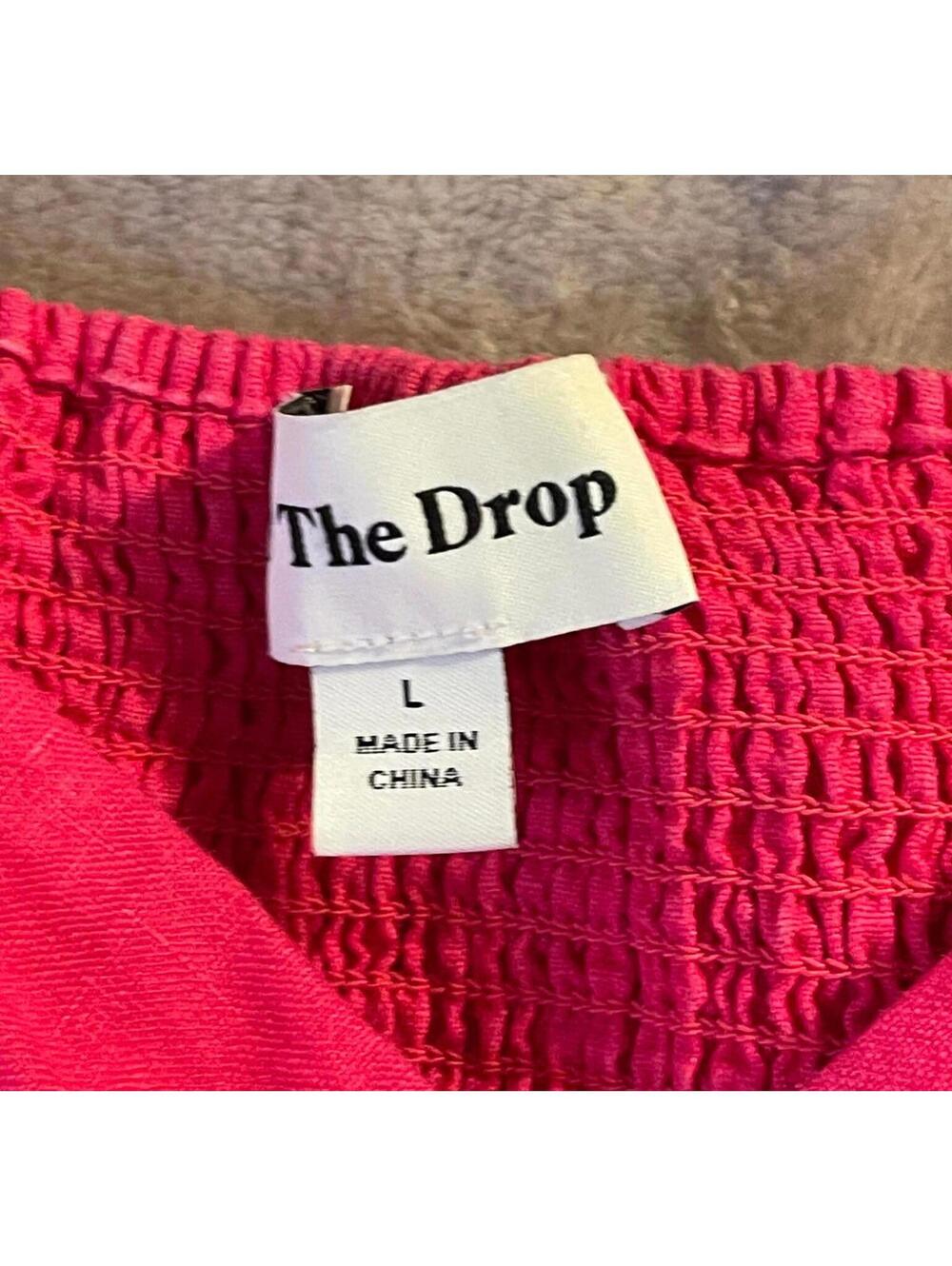 The Drop Pink Puff Sleeve Dress Size Large 100% Linen - Picture 2 of 7